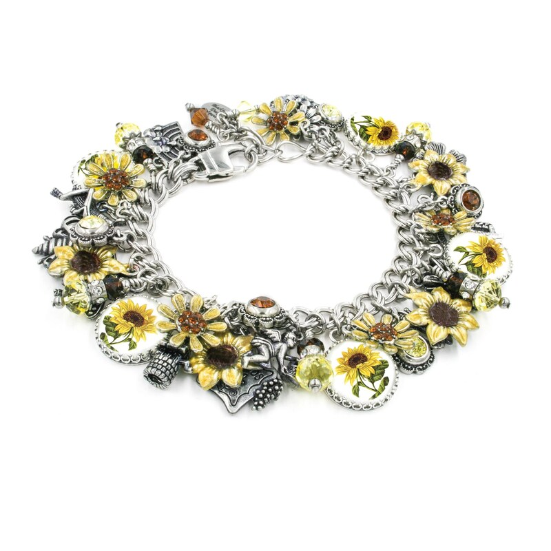 Sunflower Charm Bracelet, Colorful Jewelry